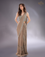 Load image into Gallery viewer, Grey Lycra Drape Saree with Organza Blouse