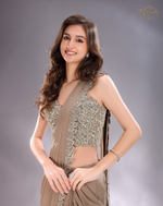 Load image into Gallery viewer, Grey Lycra Drape Saree with Organza Blouse