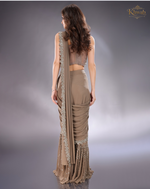 Load image into Gallery viewer, Grey Lycra Drape Saree with Organza Blouse