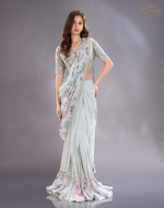 Load image into Gallery viewer, Powder Blue Drape Saree with Sequin Work Blouse