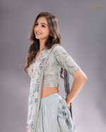 Load image into Gallery viewer, Powder Blue Drape Saree with Sequin Work Blouse