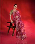 Load image into Gallery viewer, Magenta and Red Bandhani saree