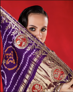 Load image into Gallery viewer, Purple gajji silk bandhani Saree with lagdi patta pallu and gotapatti work border with running blouse