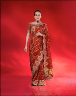 Load image into Gallery viewer, Red gajji silk gharchola Saree with running blouse