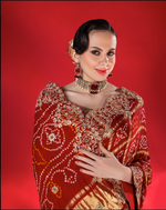 Load image into Gallery viewer, Red gajji silk gharchola Saree with running blouse