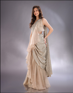 Load image into Gallery viewer, Grey emported drape Saree with orgamza blouse