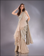 Load image into Gallery viewer, Grey emported drape Saree with orgamza blouse