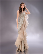 Load image into Gallery viewer, Grey emported drape Saree with orgamza blouse