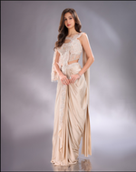 Load image into Gallery viewer, Ivory drape Saree with net blouse