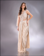 Load image into Gallery viewer, Ivory drape Saree with net blouse
