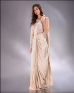 Load image into Gallery viewer, Ivory drape Saree with net blouse