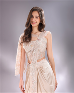 Load image into Gallery viewer, Ivory drape Saree with net blouse