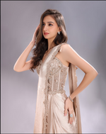 Load image into Gallery viewer, Golden drape Saree &amp; heavy work blouse