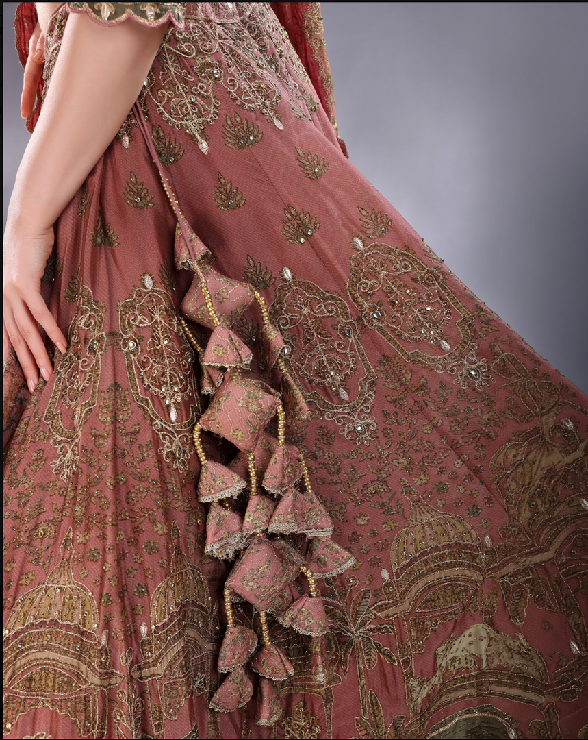 Dark onion crepe silk Lehenga