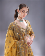 Load image into Gallery viewer, Light yellow crepe silk Lehenga blouse and dupatta same fabric