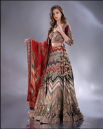 Load image into Gallery viewer, Multi crepe silk printed Lehenga blouse and dupatta same fabric