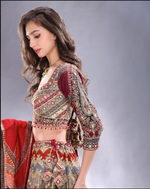 Load image into Gallery viewer, Multi crepe silk printed Lehenga blouse and dupatta same fabric