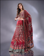 Load image into Gallery viewer, Wine shaded crepe silk Lehenga blouse and dupatta same fabric
