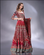 Load image into Gallery viewer, Wine shaded crepe silk Lehenga blouse and dupatta same fabric