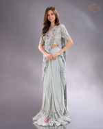 Load image into Gallery viewer, Powder Blue Drape Saree with Sequin Work Blouse