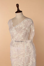 Load image into Gallery viewer, Powder Pink Soft Organza Saree with Chikankari &amp; Self Sequin Border
