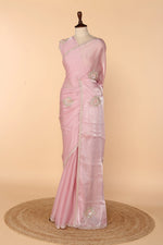 Load image into Gallery viewer, Onion Pink Tissue Organza Saree with Bead, Sequin &amp; Stone Work

