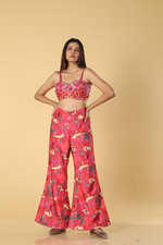 Load image into Gallery viewer, Raani pink multicolour printed pants &amp; jacket paired with embroidered bustier
