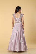 Load image into Gallery viewer, Lilac Jimmy Choo embroidered skirt paired with wired blouse
