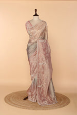 Load image into Gallery viewer, Metallic Tissue Saree with Zardosi, Sequin &amp; Cutdana Work
