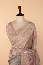 Load image into Gallery viewer, Metallic Tissue Saree with Zardosi, Sequin &amp; Cutdana Work
