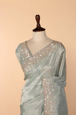 Load image into Gallery viewer, Powder Blue Tissue Saree with 3D Sequin Work
