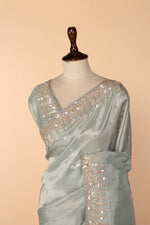 Load image into Gallery viewer, Powder Blue Tissue Saree with 3D Sequin Work
