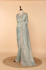Load image into Gallery viewer, Powder Blue Tissue Saree with 3D Sequin Work
