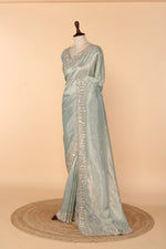 Load image into Gallery viewer, Powder Blue Tissue Saree with 3D Sequin Work
