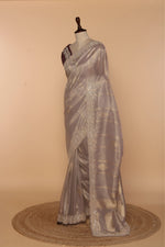 Load image into Gallery viewer, Lavender Banarasi Silk Saree with Mirror, Sequin &amp; Zardosi Work
