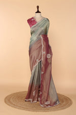 Load image into Gallery viewer, 4D Metallic Crush Tissue Saree with Jewellery-Style Design
