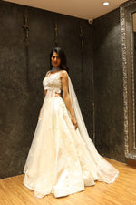 Load image into Gallery viewer, Ivory Appliqué &amp; Kardana Indowestern Set with One-Side Sleeve
