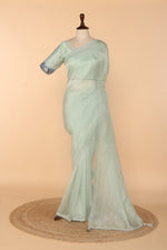 Load image into Gallery viewer, Mint Green Georgette Tissue Saree with Japanese Bead Work
