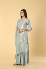 Load image into Gallery viewer, Grey tissue banarsi gota &amp; zardosi sharara set
