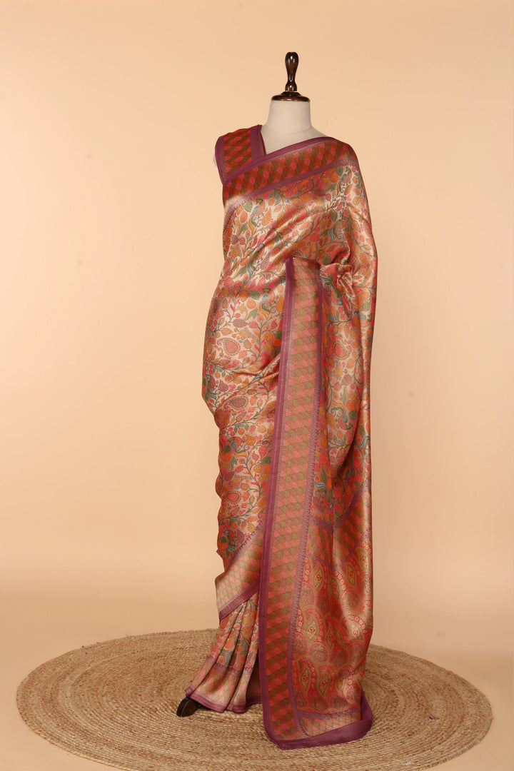 Purplish-Gold Banarasi Silk Saree with Minakari Weaving