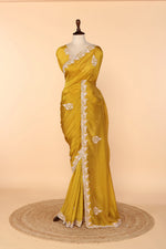 Load image into Gallery viewer, Golden Yellow Tissue Saree with Gota Patti &amp; Zardosi Work
