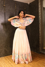 Load image into Gallery viewer, Ivory Draped Indo-Western Set with 3D Sequin &amp; Cutdana Work
