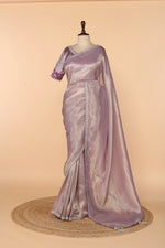 Load image into Gallery viewer, Lavender Tissue Saree with Silver Cutdana Work

