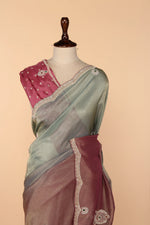 Load image into Gallery viewer, 4D Metallic Crush Tissue Saree with Jewellery-Style Design
