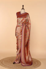 Load image into Gallery viewer, Purplish-Gold Banarasi Silk Saree with Minakari Weaving
