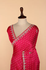Load image into Gallery viewer, Rani Gaji Silk Saree with Abla &amp; Pearl Work
