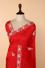 Load image into Gallery viewer, Red Abutai Silk Saree with Pita &amp; Sequin Work
