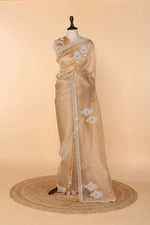 Load image into Gallery viewer, Ivory-Gold Tissue Saree with Jewellery-Style Design
