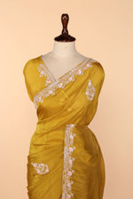 Load image into Gallery viewer, Golden Yellow Tissue Saree with Gota Patti &amp; Zardosi Work
