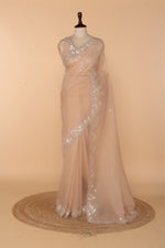 Load image into Gallery viewer, Peach Tissue Crush Saree with 3D Sequin &amp; Bead Work
